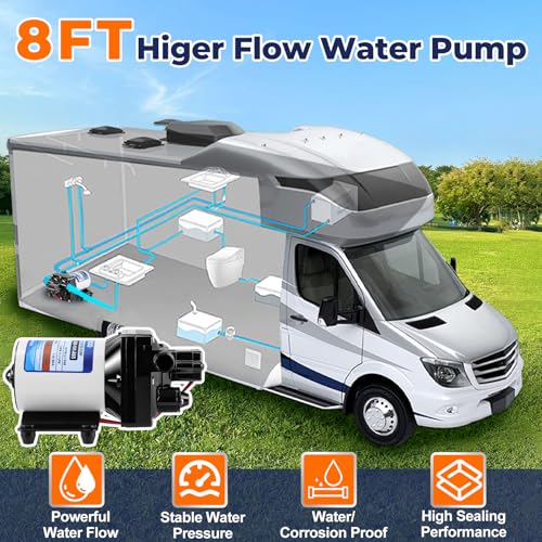 Image of 4008-101-A65 /E65 RV Water Pump,12V RV Water Pump 3.0 GPM &55 PSI Diaphragm Pump Self Priming for RV Plumbing & Camper Water Pump with Pressure Switch Quiet & Smooth Operation