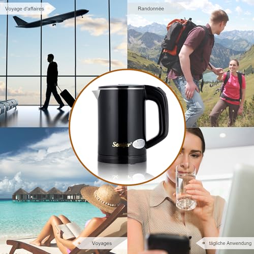 Reisewasserkocher Sonifer 0,6l Edelstahl für Camping und Reisen