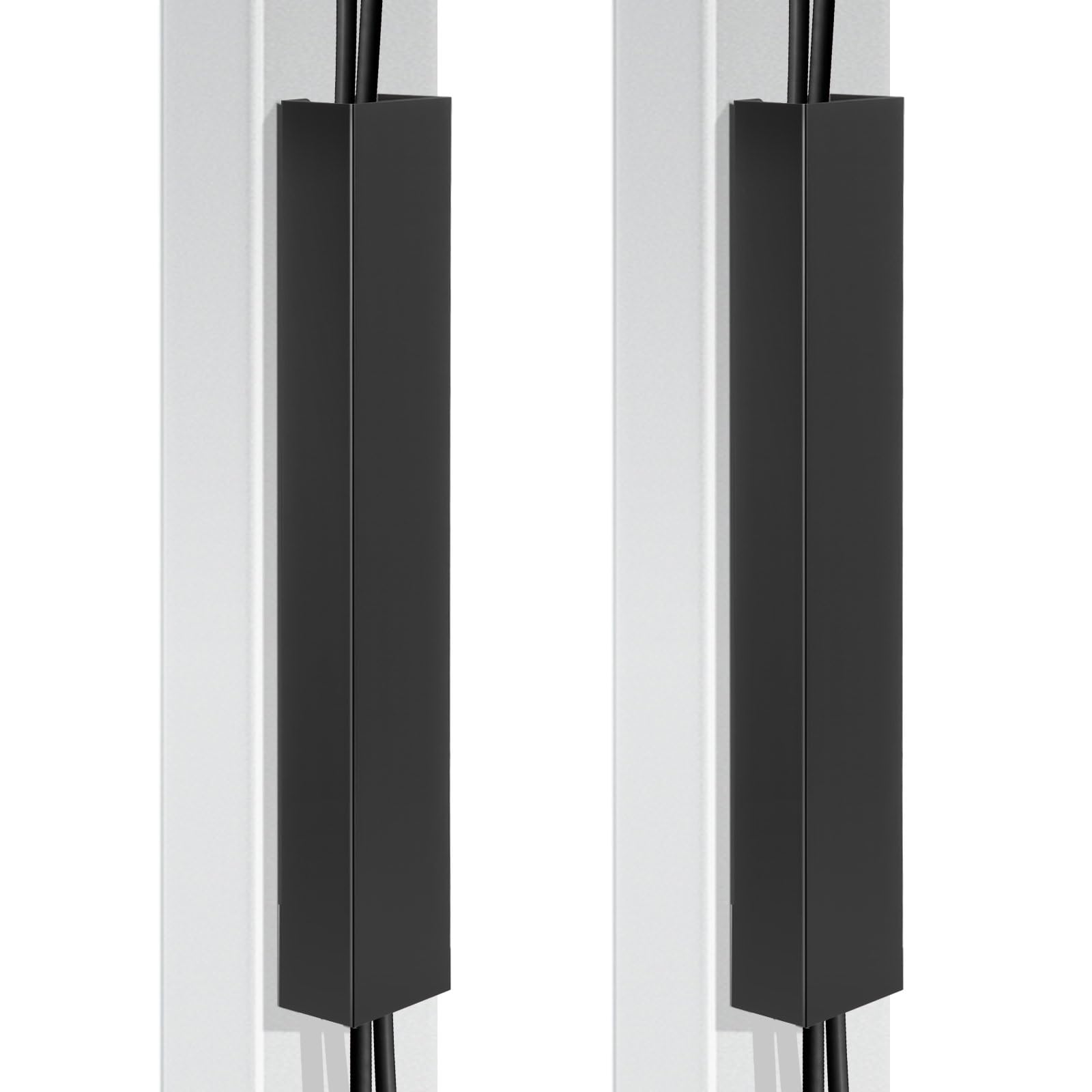 Blulu 2 Pack Black Steel Magnetic 14 Inch Cable Management Channel for Under Desk Leg Vertical Wire Hider Cover Desk Cable Organizer No Drill Cord