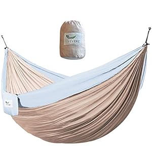 Vivere PAR254 Parachute Nylon Double Hammock, Sand/Sky