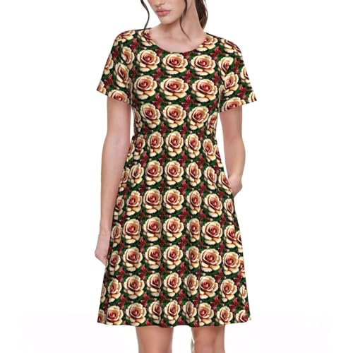 Robe d'été rustique pour femme robe fleurie de vacances