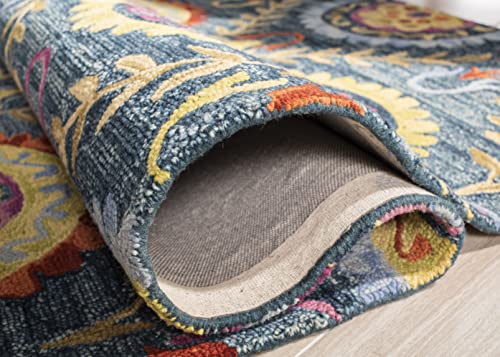 Safavieh Suzani Collection Runner Rug - 2'3" X 6', Blue & Multi, Hand-Hooked Boho Wool, Ideal For High Traffic Areas In Living Room, Bedroom (Szn374A) #TOP4