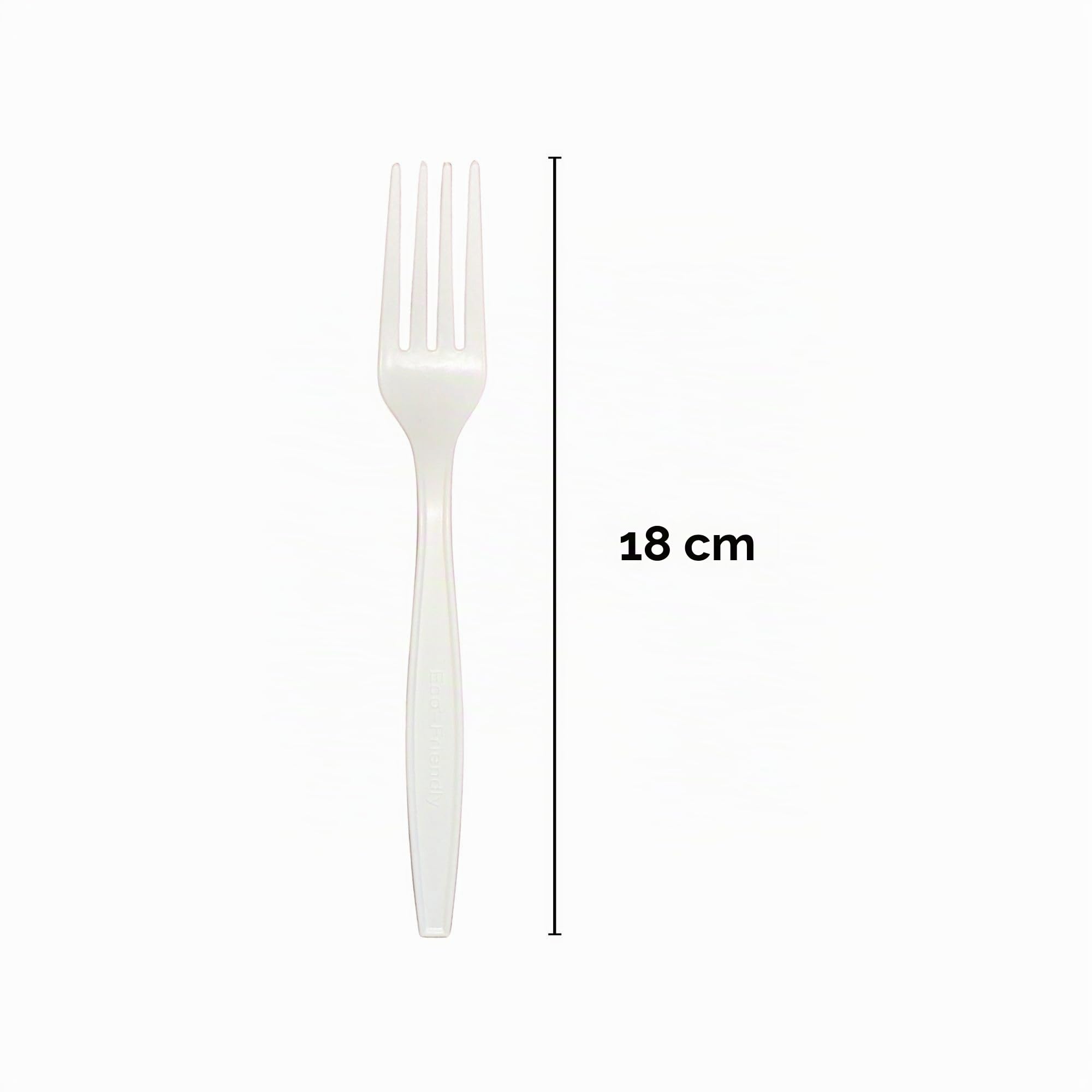 Lot de 100 fourchettes réutilisables, respectueuses de l'environnement et durables, 18 cm