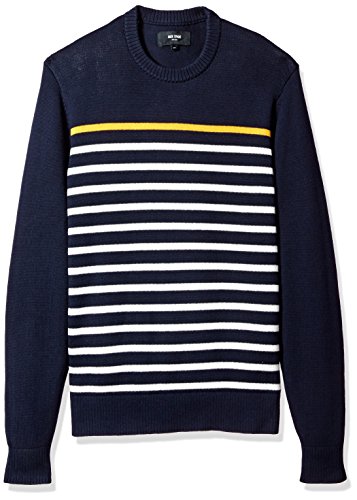Jack Spade Men's Breton Stripe Crewneck Sweater, Navy, X-Large