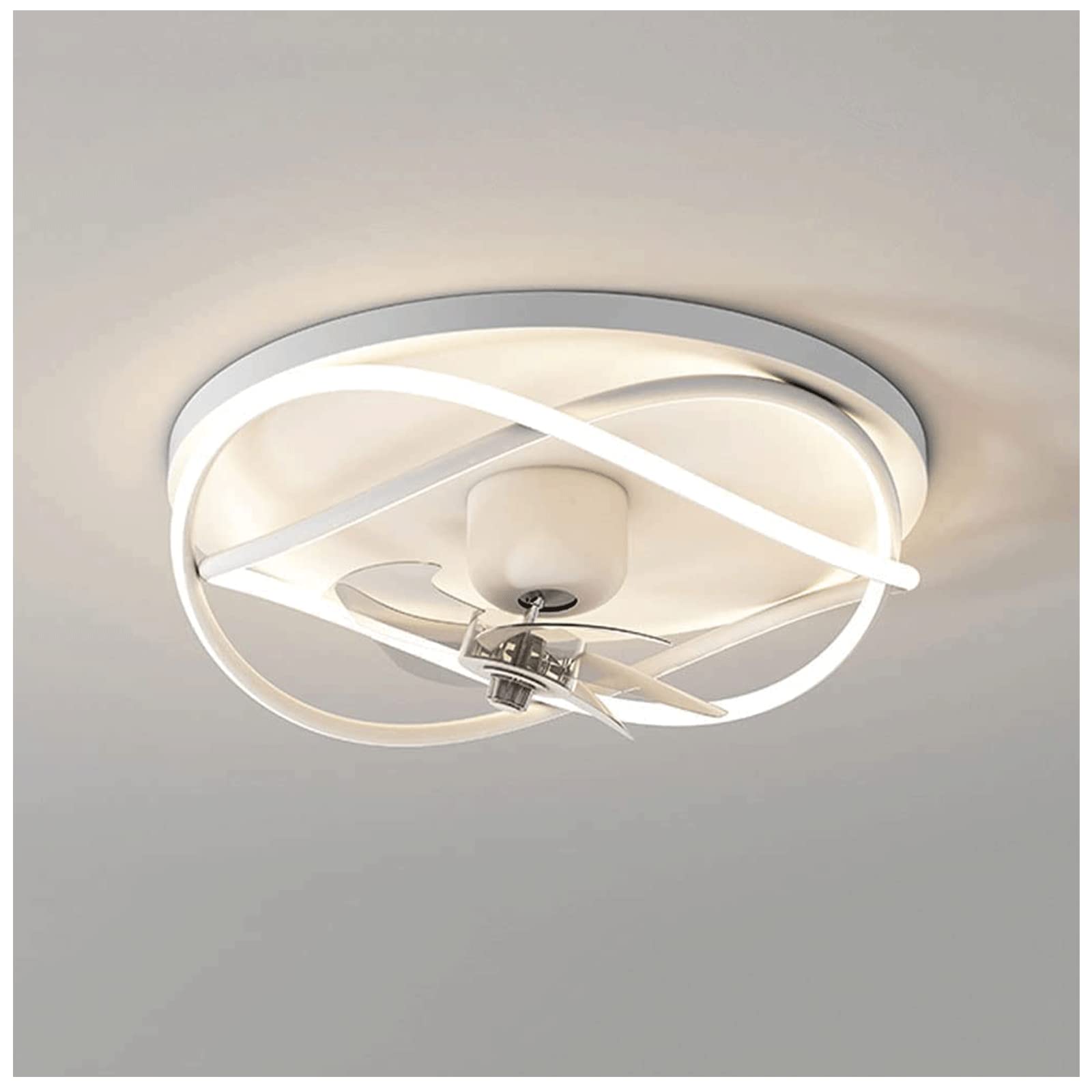 Ventilateur de plafond LED 62W blanc télécommandé à 6 vitesses pour salon