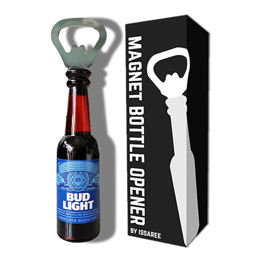 Magnetic Beer Bottle Opener Figure Beer Bottles Fridge Magnet Cap Catcher Opening Tool bbq Refrigerator Decorations Cool Unique funny Mexican Man Accessories Holiday Birthday Gift (Bud Light)