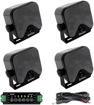 Herdio 4 Inch 240W Boat Marine Bluetooth Speakers Waterproof Outdoor Speakers for Golf Cart ATV UTV RZR Camper Tractor Boat Truck Jeep Courtyard Powersports,2 Pairs (Black)