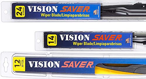 Windshield Wiper Blade Bundle - 4 Items: Driver, Passenger Blade & Rear Blade & Reminder Sticker (Vision Saver with Vision Saver Rear) fits 2012-2014 Fiat 500