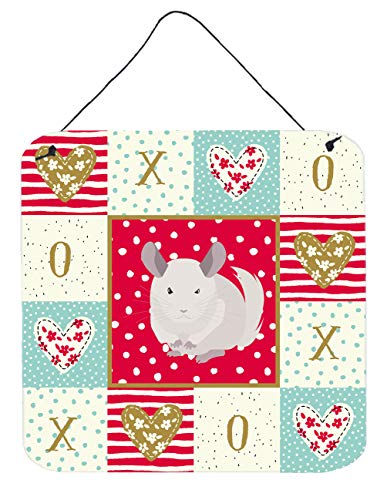 Caroline's Treasures CK5425DS66 White Dominant Chinchilla Love Wall or Door Hanging Prints, Red Aluminum Metal Sign Kitchen Wall Bar Bathroom Plaque Home Decor, 6x6, Multicolor