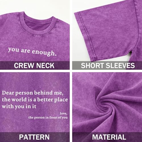 Image of Dear Person Behind Me Shirt You are Enough Tshirts for Men Oversized Inspirational Positive Tees Vintage Graphic Tops