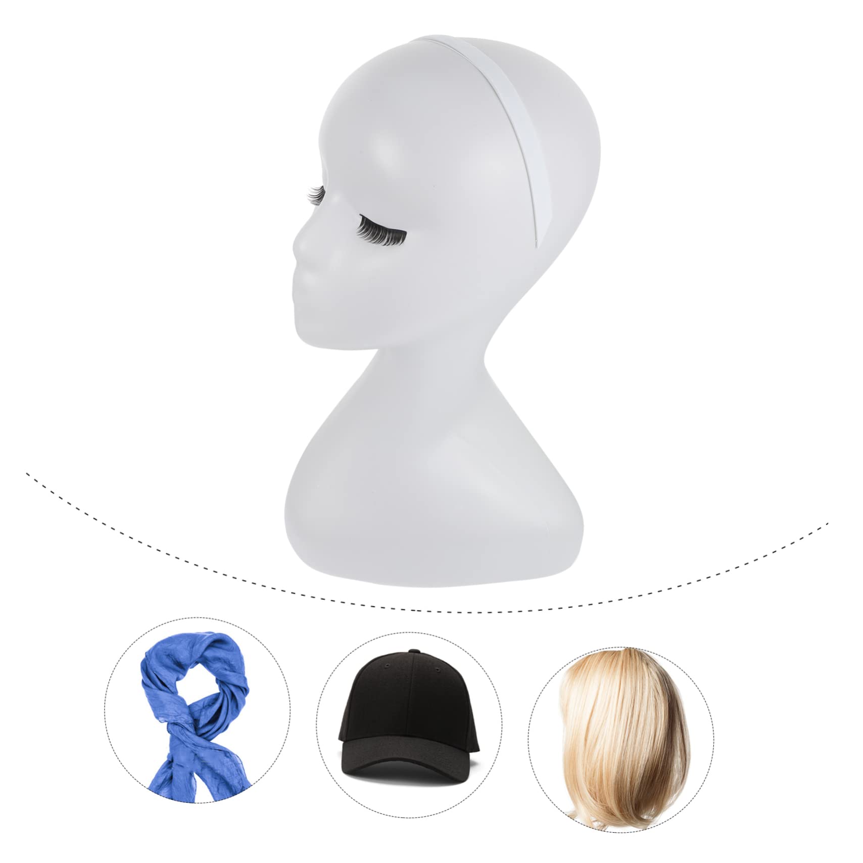 OUNONA 1Pc White Head Model for Wigs Multi Purpose Display Head for Hair Styling Adornment and Cosmetology Training Smooth Surface Human Head Mold for Hats Glasses Hair Jewelry
