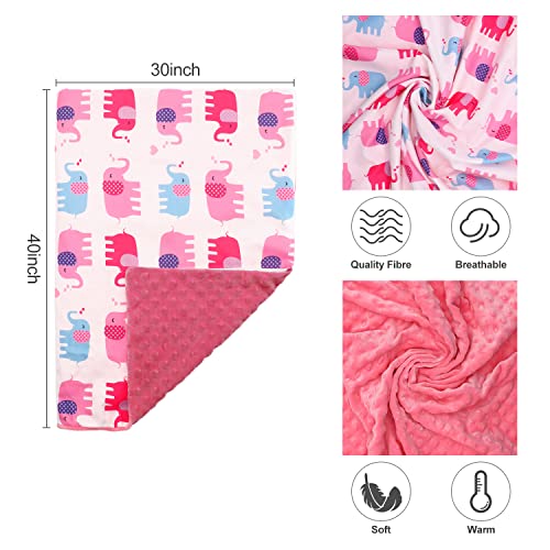 Kids Baby Blankets, Baby Girls Pink Blanket Bed Printed Animal Elephant Blankets, Baby Girl Blankets Soft Plush Toddler Blankets, Shower Gifts For Girls, Elephant, Pink, 30X40 Inches (76X102Cm) #TOP1