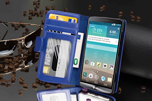 Cadorabo Book Case Compatible With Lg G3 In Neptune Blue - With Magnetic Closure And 3 Card Slots - Wallet Etui Cover Pouch Pu Leather Flip #TOP2