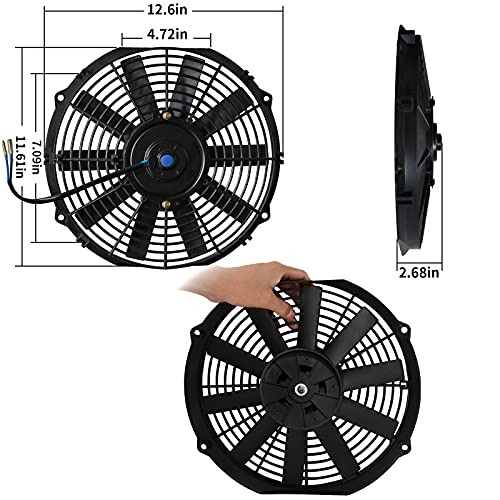 Muhize Electric Radiator Cooling Fan - 12" Universal High Performance Fans(2023 New), Puller Electric Radiator Cooling Assembly 12V 80W With Mount Kit (Pack Of 2) #TOP2