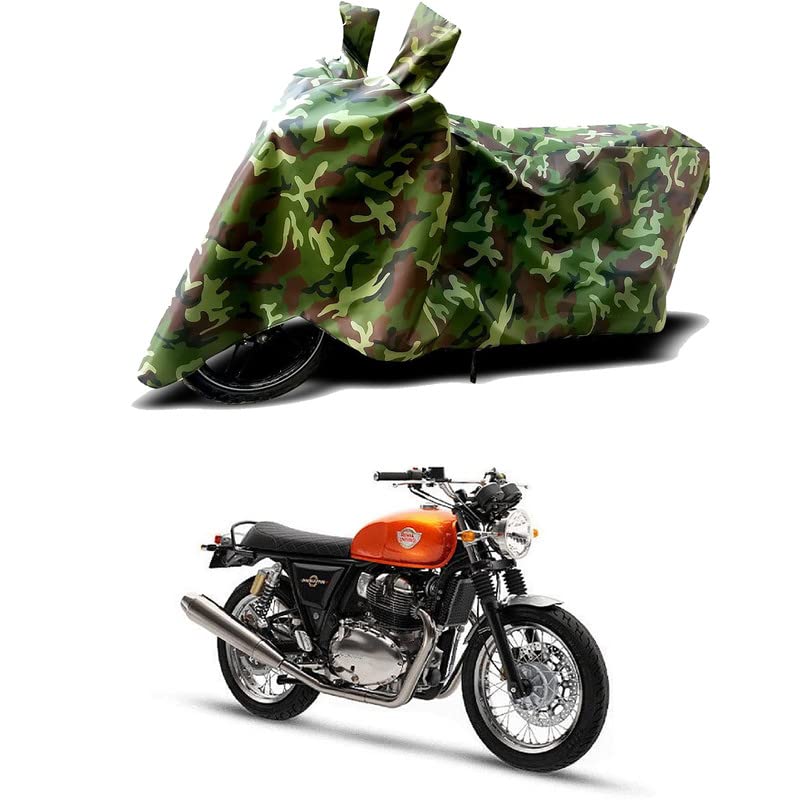 Image of 100% Water Resistant Bike Scooty Two Wheeler Body Cover Compatible for Royal Enfie Interceptor 650 /UV-Rays /Heat Protection /Birds Dropping /Scratchproof /Dust Proof /Waterproof /All [Green MJ]