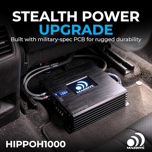 Image of Massive Audio H1000 | 1050 Watt RMS / 2100w Max 1 Ohm Stable Mono Block Hippo Series High Performance Amplifier with Bass Remote
