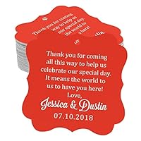 Darling souvenir wedding favor tag grazie wedding Thank You Gift Custom cartellini 100 Tags Peach & Pink