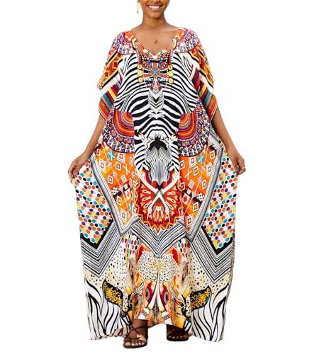 Image of Kaftan Dresses for Women Plus Size Bathing Suit Cover up Caftan Maxi Beach Dresses