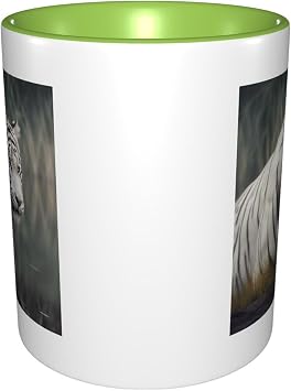 Large Ceramic Coffee Mugs,11oz Coffee Cups with Handle,Novelty Porcelain Mug White Tiger Tea Mugs for Women Men Big Tea Cup,Latte Mug for Milk, Hot Tea,Microwave Safe