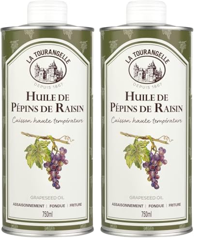 La Tourangelle Huile de Pépins de Raisin 750ml - Huile du quotidien idéale pour la friture, les fondues et la cuisson haute température (Lot de 2)