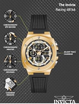 レーシングモデル★グリーン＆ゴールド INVICTA Racing 48710 INVICTA Relógio masculino Racing de 47 mm, aço inoxidável, ouro +