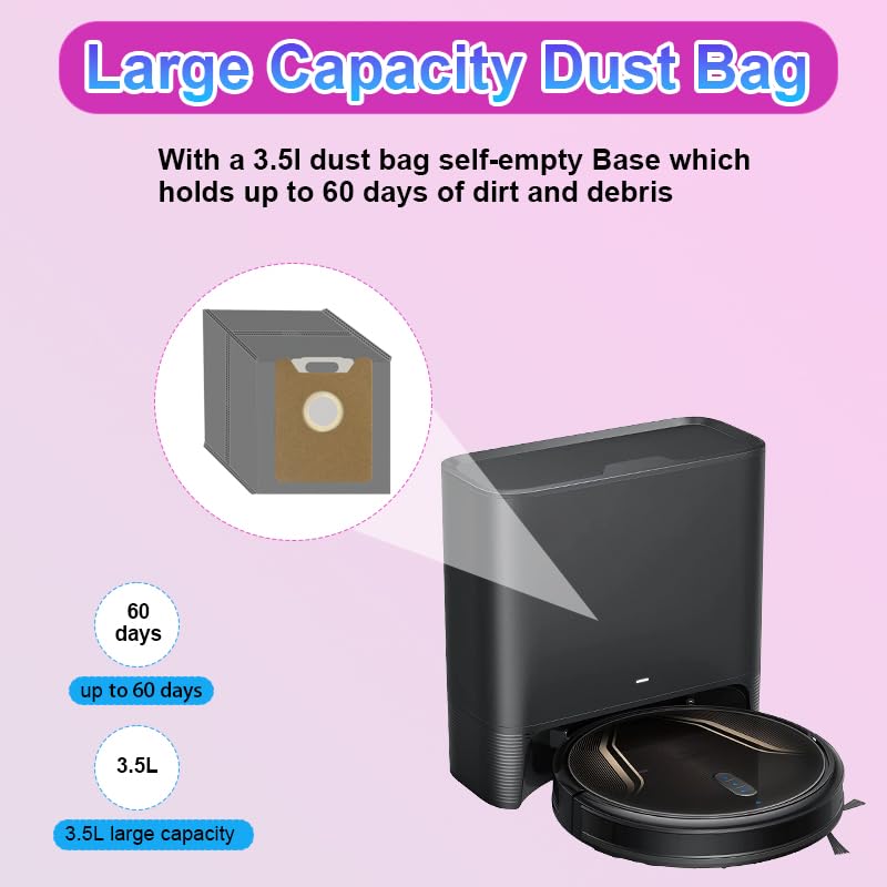 Image of 10 Pack Dust Bags Accessories Replacement Compatible with Eufy G40+ G40 Hybrid+ G35+ Auto-Empty Station Robot Vacuum Cleaner Replacement Parts, Grey