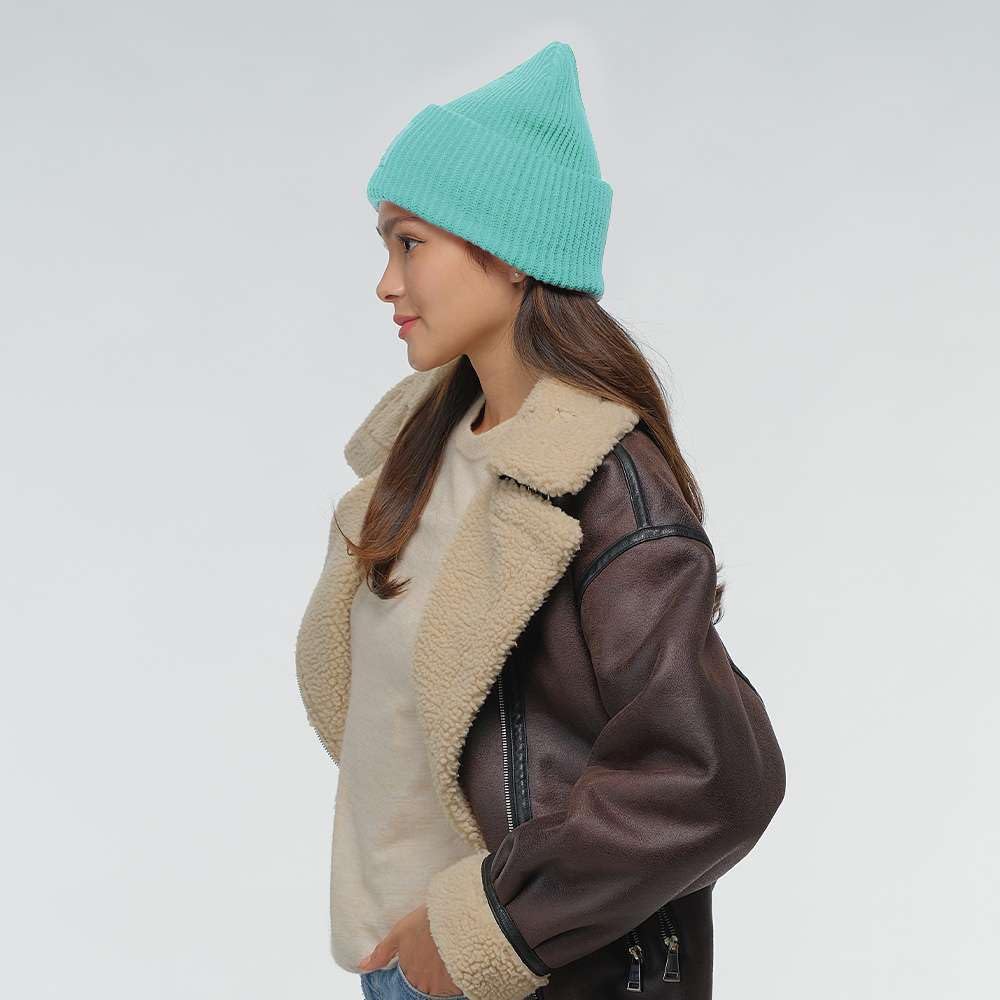 C.C Unisex Winter Thick Knit Plain Cuff Skull Cap Beanie Hat