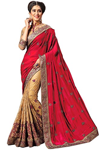 Nivah Fashion Women's Silk Embroidery Work Saree with Blouse Piece K724(Pink)