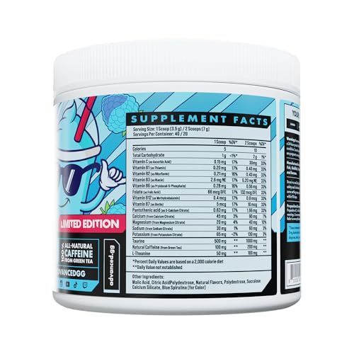 Image of Advanced Energy - Energy Boosting Formula with Electrolytes for Hydration - L-Theanine to Combat Jitters - Sugar Free & Keto Friendly - No Maltodextrin (40 Servings) (Blue Razz Slush)