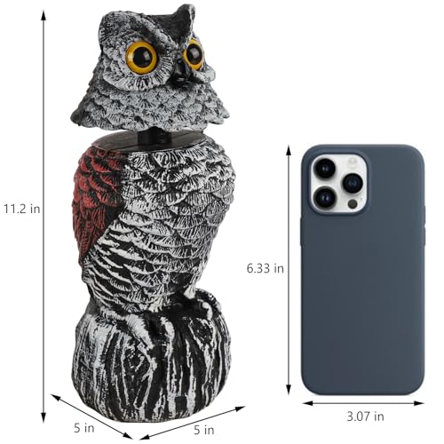 Hausse 2 Pack Fake Owl Decoy Bird Scarecrow Sculpture, 11.2 inch Wagging Head Plastic Owl Scare Birds Away, Owls Statue Nature Enemy Horned Pest Repellent for Outdoor Garden Yard