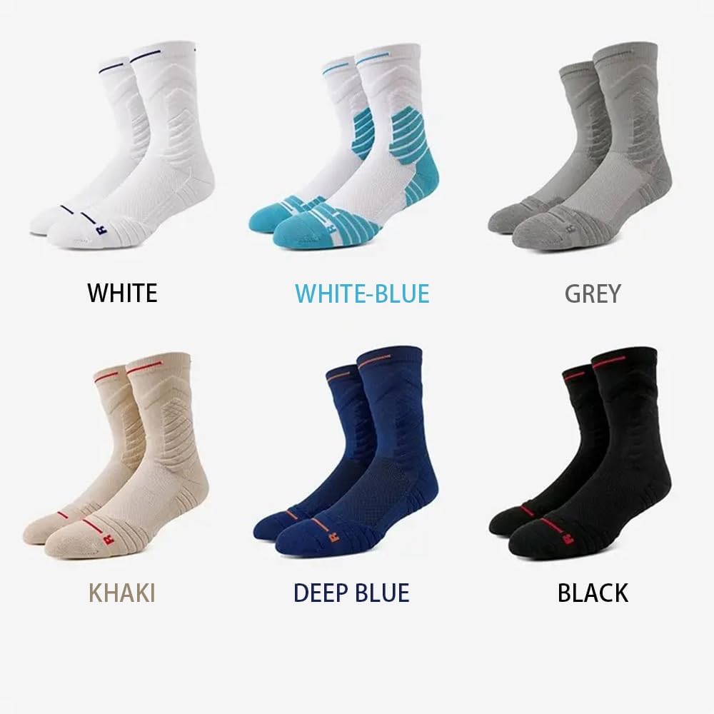 Mens Basketball Socks Cushioned Crew Athletic Socks for Training Sports