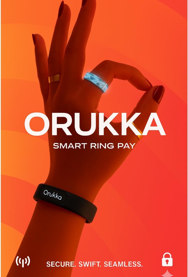 Orukka Payment Ring – Tap to Pay Ring | New to Amazon | Top Up from 650+ Banks in 210 Countries | Crypto-Ready (Binance, Coinbase & Strike) | Ceramic, Gold or Silver