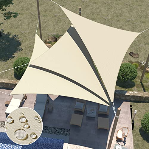 Ecoopts 12'X12'X17' Waterproof Sun Shade Sail Triangle Canopy Cover Uv Blockage For Outdoor Patio Pergola Backyard Garden (Beige) #TOP1