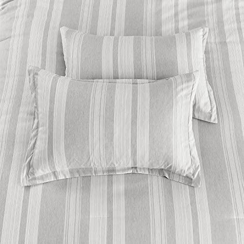 Djoymock Grey Striped Comforter Set King Size 3 Pieces Cationic Dyeing Stripes Comforter Soft Microfiber Down Alternative Bedding Set For All Season 104"X90" #TOP5