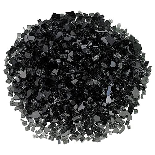 American Fireglass 1/4” Fire Glass | Use in Fireplace, Fire Pits or Bowls | for Natural Gas or Propane Fires | Safe Tempered Glass for Outdoor & Indoor | Black, 10lb Bag
