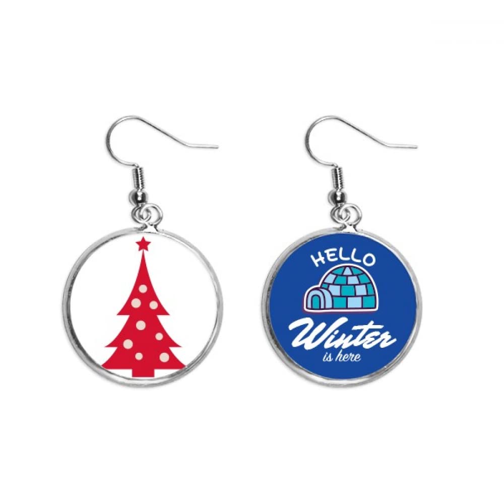 Pendiente del hielo con árbol de Navidad rojo joyería fina de gota con acabado artesanal 5