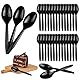 200 Stück Plastiklöffel, Transparent Eislöffel Plastik, Wiederverwendbar Plastik Löffel, 13.8cm Robust Klein Dessertlöffel Plastikbesteck für Desserts Kuchen Obst Salate Mousse Eislöffel (Schwarz)