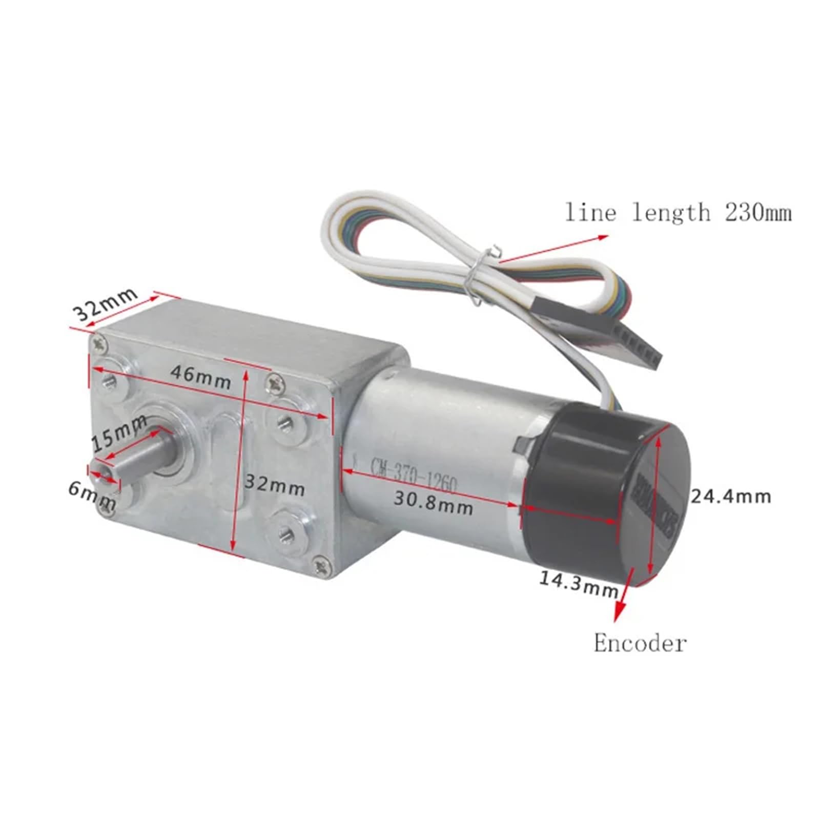 Turbo-Schneckengetriebemotor, Encoder, Drehzahlmesser, DC 24 V, Drehmoment, niedrige Geschwindigkeit, selbstsichernd, JGY-370GB, 1 Stück(Motor and bracket,10RPM)