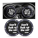 2 Pack Bling Car Coasters for Cup Holder, Crystal Rhinestone 2.75 in Cup Holder Coaster, Silicone Anti-Slip Insert Cup Mats for Women, Interior Accessories Universal for Most Cars (Black/Blue)