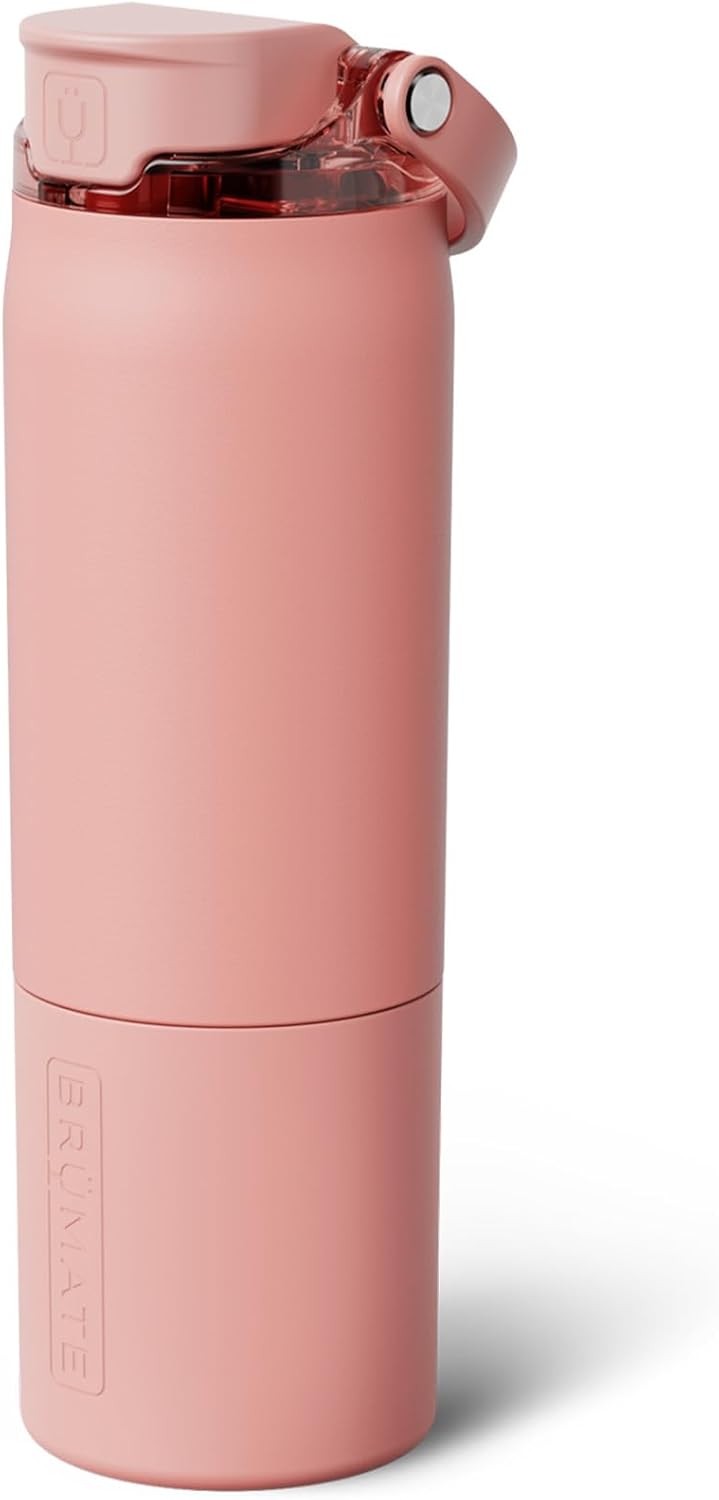 BrüMate Rise – Botella de agua de 25 onzas con popote de silicona cubierto, botella de agua aislada 100% a prueba de fugas, base apta para