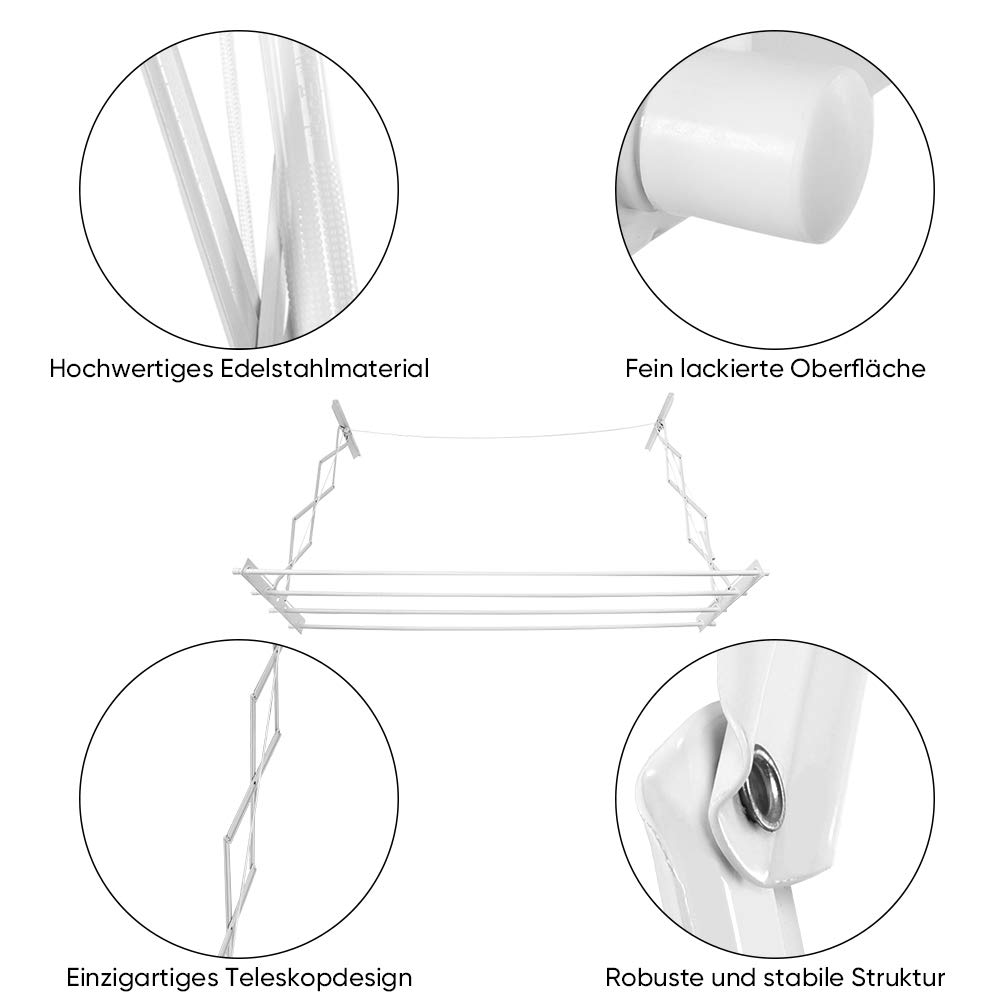 Clothes Drying Rack Modern Extendable Ceiling Airer, Ceiling Wall