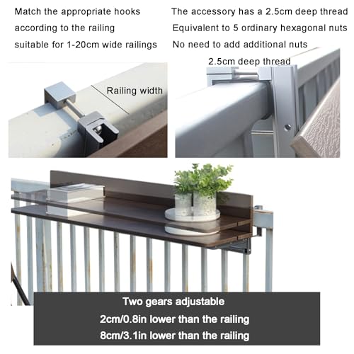 Table de balcon pliable suspendue multifonctionnelle extérieur jardin 60x27cm - 5