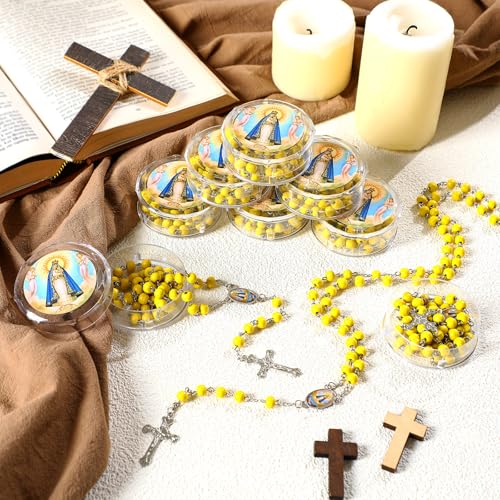 Tondiamo 12 Pcs Catholic Beads Rosary Necklace with Virgin Mary Divino Nino Jesus Rosaries Necklace Baptism Rosary Beads Catholic Prayer Gifts for Women Men Guest Religious Event Party Favor4