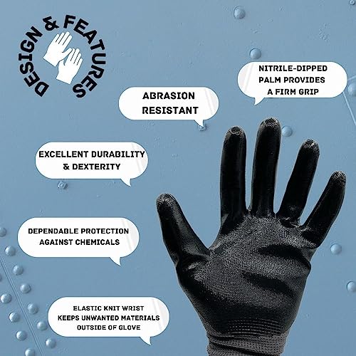 Image of Multipurpose Nylon Cut Resistance PU Nitrile Coating Work Safety Gloves, Hand & Fingers, Gardening, Mechanical, Construction, Agriculture & Automotive - Durable & Comfortable (12 Pairs
