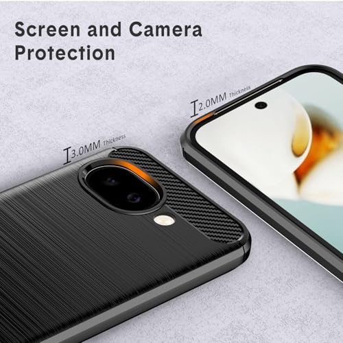 Natbok Funda para Google Pixel 10a 5G, con 2 Piezas Cristal Templado, TPU Suave + Fibra de Carbono Flexible Carcasa, Anti-Raspaduras, Antideslizante Funda para Pixel 10a, Negro - imagen 5