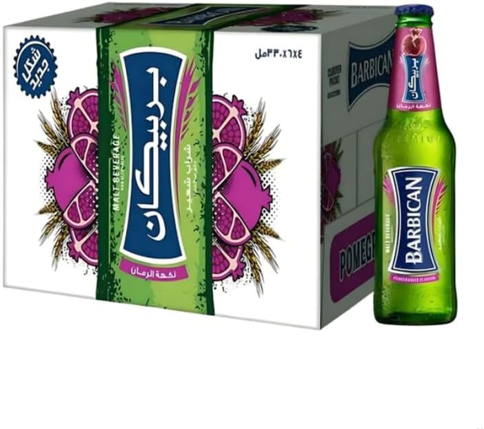 Barbican Non-Alcoholic Malt Drink, 24 x 330ml – Refreshing Carbonated Malt Beverage Made in UAE (Pomegranate)