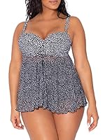 Smart+Sexy Women's Full Busted Ruffle Twist Bandeau Tankini, Fresh Water Pearl Print, 42D