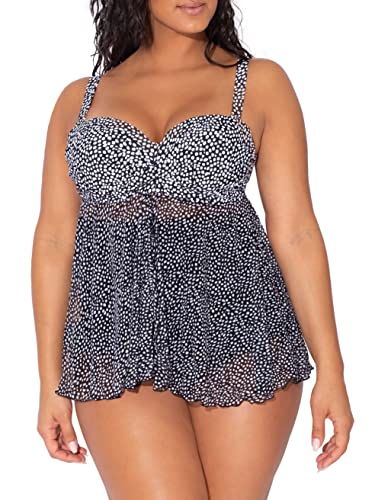 Smart & Sexy Women's Plus-Size Swimwear Top – Twist Bandeau Tankini with Built-in Support