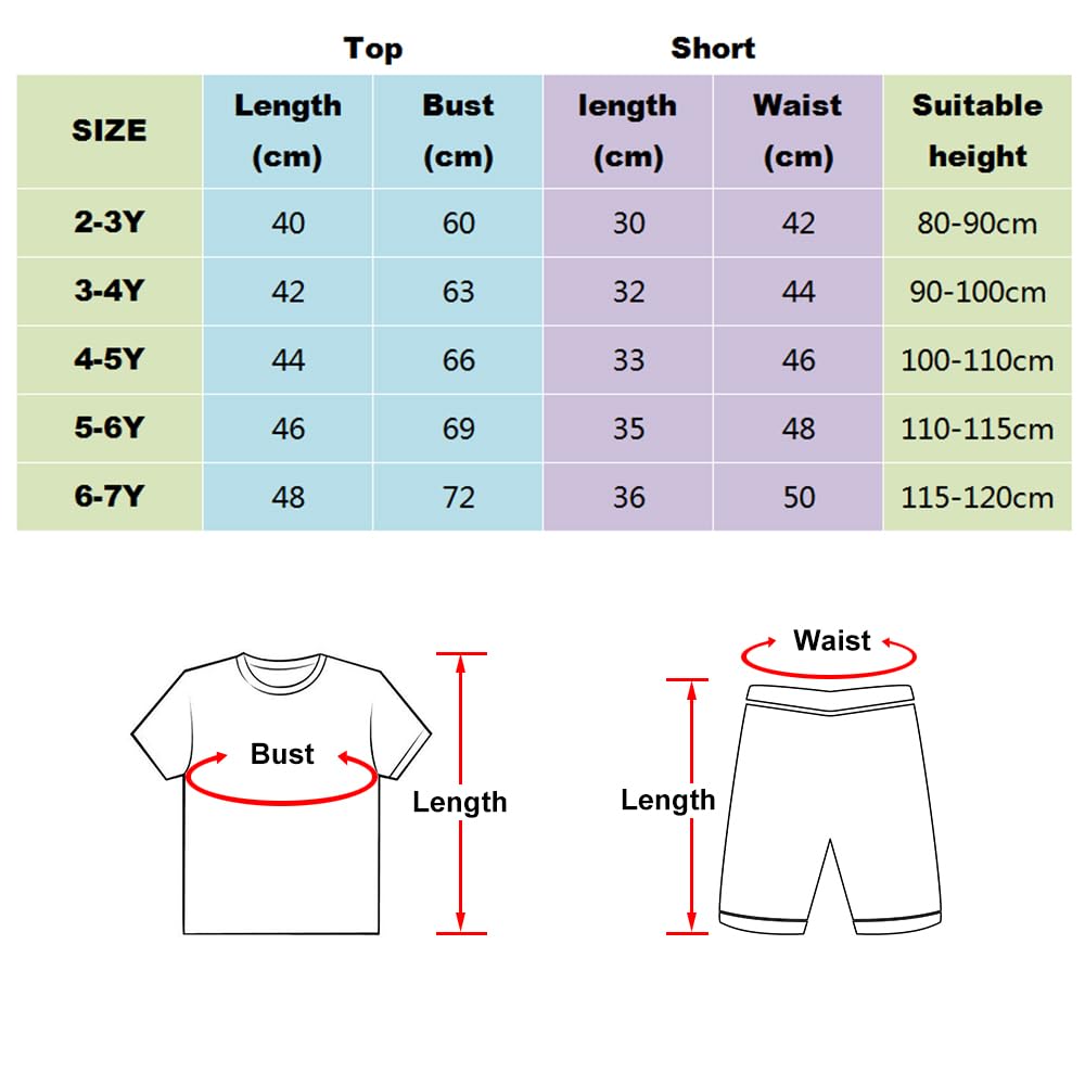 T-Shirt di Cotone del Bambino Piccolo Set Maniche Corte Tee e Pantaloni Corti 2 Pezzi per Bambini 2-8 Anni
