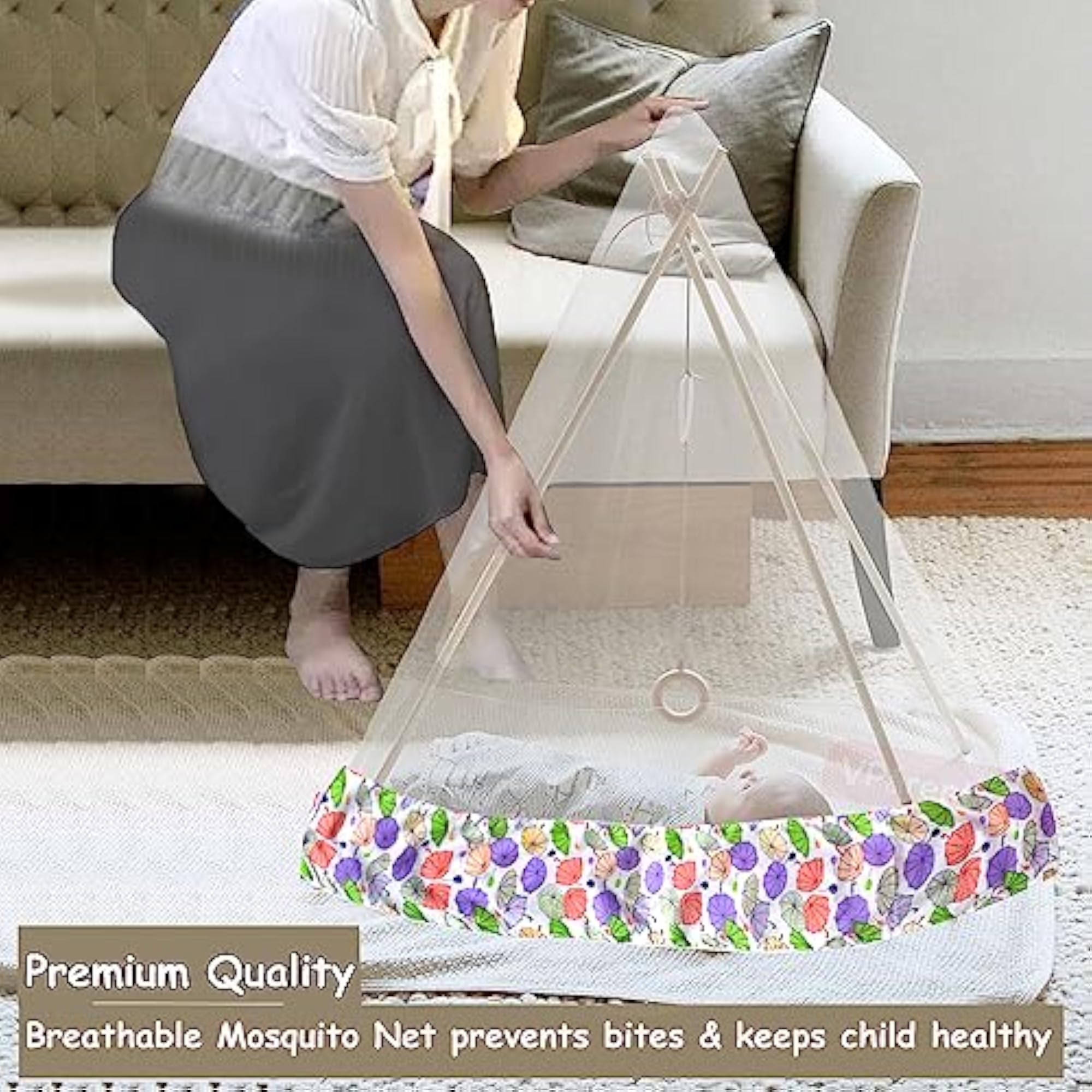 Mosquito Net for Baby Cradle with Zip Opening, Purple